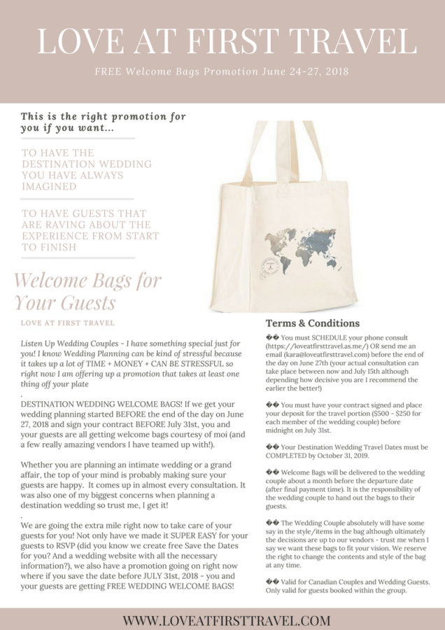 Welcome Bag Promo Destination Wedding Planner Love At First Travel