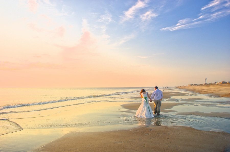 beach wedding sunset