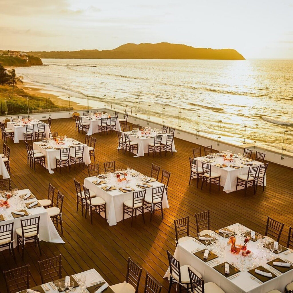 destination wedding in mexico - sunset reception looking over the ocean